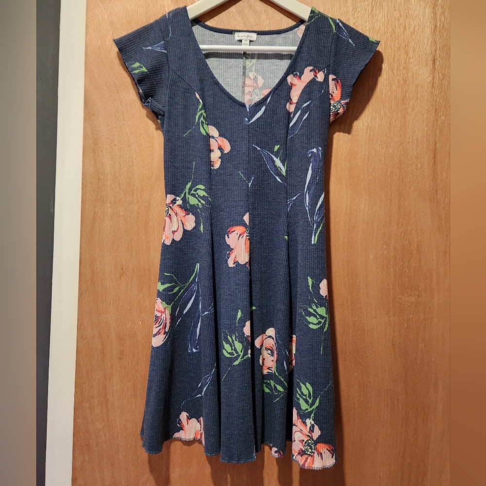 love, Fire Blue Floral Mini Dress